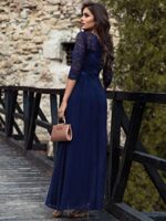 MIUSOL Women's Vintage Lace 3/4 Sleeve Maxi Dress