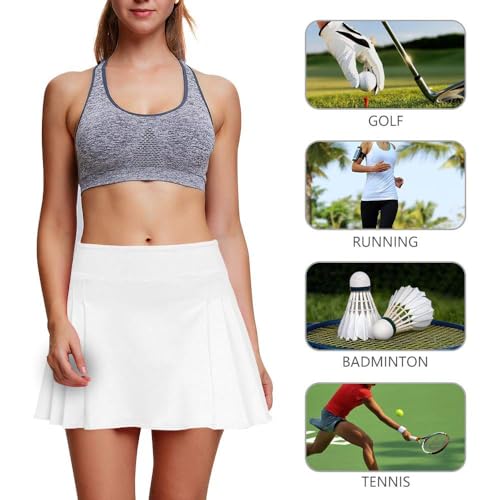 Women's Pleated Tennis Skirt with Pockets, High Waist