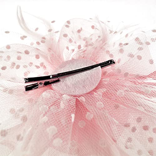 DRESHOW Fascinator Hat with Mesh, Ribbons, & Feathers
