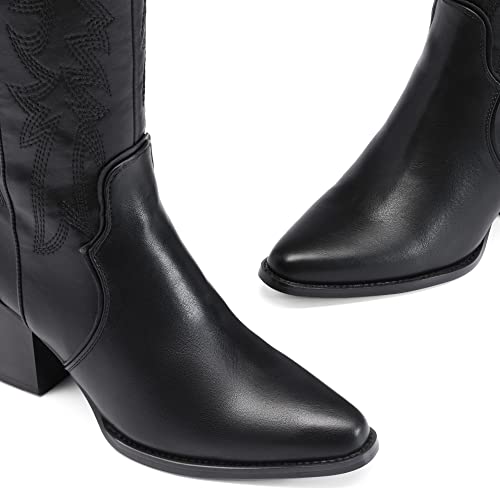 DREAM PAIRS Women's Knee-High Western Cowboy Boots
