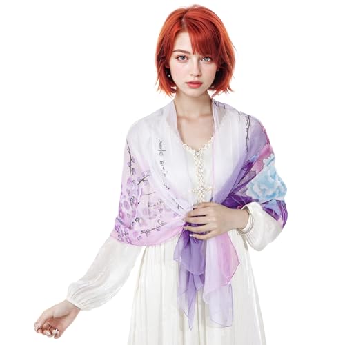Lamca Chiffon Floral Print Scarf - Lightweight Shawl