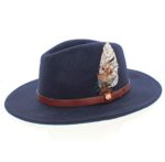 The Hat Co Ladies 100% Wool Fedora with Feather Trim 57cm