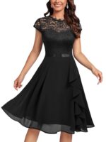 MIUSOL Women's Vintage Lace Chiffon Party Swing Dress