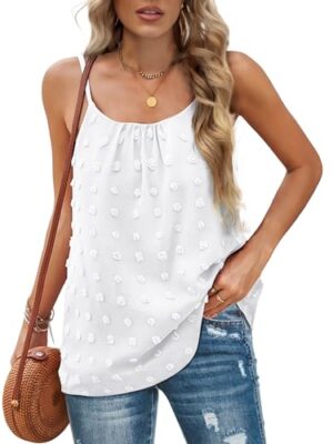 Aokosor Women's Swiss Dot Chiffon Sleeveless Tank
