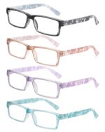 JM 4 Pack Women's Fashion Spring Hinge Reading Glasses