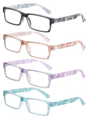 JM 4 Pack Women's Fashion Spring Hinge Reading Glasses
