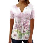 2023 Summer Floral Graphic Short Sleeve Tops for Women