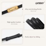 LEACOOLKEY 2 Pack Women Skinny Leather Belts with Gold Buckle
