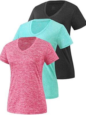 Star Vibe 3 Pack Women's Dry Fit V-Neck Gym T-Shirts