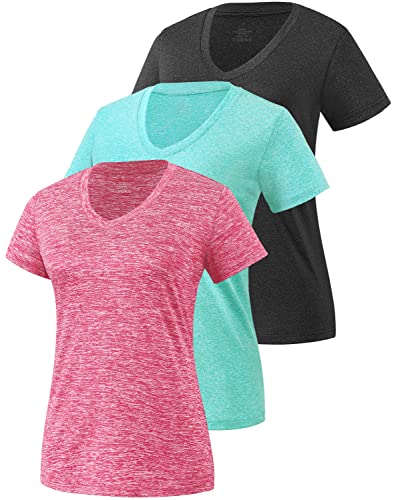 Star Vibe 3 Pack Women's Dry Fit V-Neck Gym T-Shirts