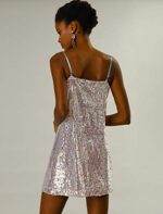 Allegra K Women's Glitter Sequin Mini Dress