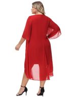 Hanna Nikole Plus Size Chiffon V-Neck Cape Dress