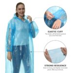 10-Pack Disposable Rain Ponchos with Hood, Transparent