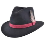 Unisex Wool Felt Crushable Fedora Hat with Feather