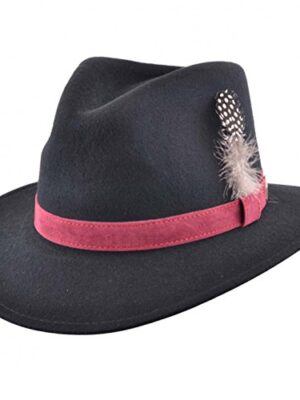 Unisex Wool Felt Crushable Fedora Hat with Feather