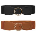 WERFORU 2 Pack Women Elastic Belts with Gold O Ring Buckle