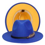 JK Home Classic 1920s Gatsby Fedora, Patchwork Blue/Yellow