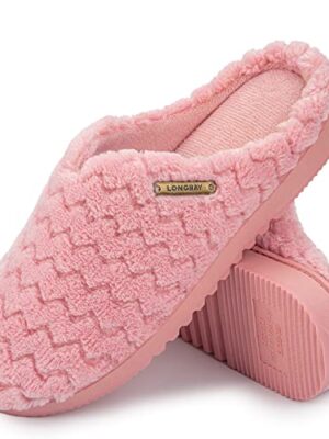 LongBay Women's Flannel Memory Foam Slippers