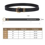 JASGOOD Women's Leather Belts, Gold Buckle, 2 Pack