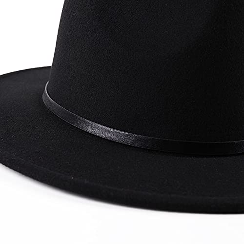 Unisex Adjustable Wide Brim Fedora Hat - Felt Panama Cap
