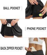 Jhsnjnr Women's Pleated Tennis Skirt with Pockets