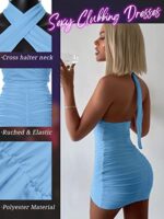 Popiv Women's Sexy Mini Criss Cross Bodycon Dress