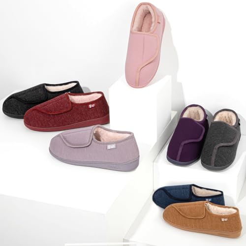 LongBay Women's Wide Fit Memory Foam Slippers