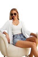 GRECERELLE women's 3/4 sleeve ruffle cardigan