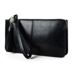 befen Leather Wristlet Bag with Tassel & Card Slots