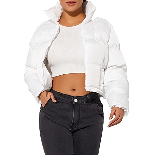 Hujoin Women's Lightweight Winter Crop Puffer Jacket