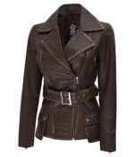 Women's Long Lambskin Leather Motorcycle Jacket