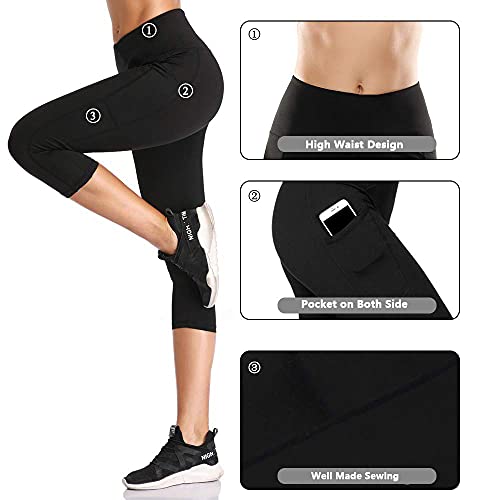 SIMIYA Women's High Waist 3/4 Length Yoga Leggings