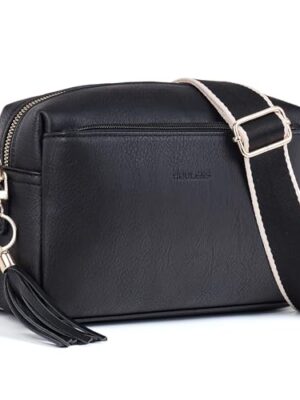 Roulens Vegan Leather Crossbody Bag with 3 Zips