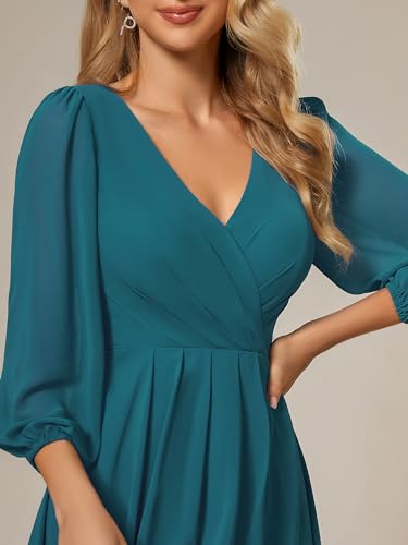 Ever-Pretty Women's Chiffon V Neck Midi Wedding Dress