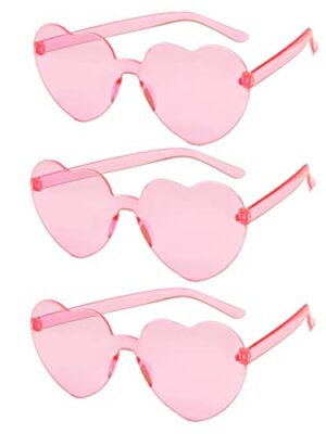 Jxuane 3 Pack Heart Shaped Rimless Sunglasses