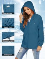 Rapbin Women's Waterproof Lightweight Hooded Raincoat