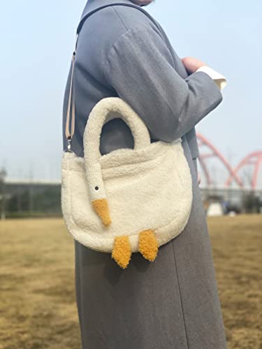 XACKWUERO Women Cute Plush Goose Shoulder Bag