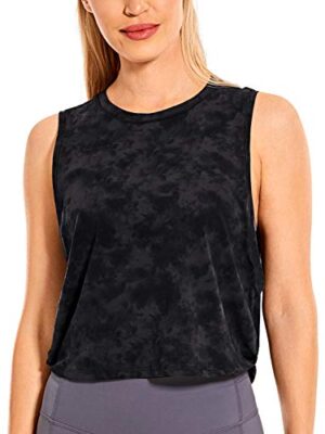 CRZ YOGA Pima Cotton Sleeveless Crop Top for Women