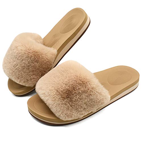 COFACE Women's Orthopedic Faux Fur Slippers