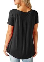 Beluring Women Casual V Neck Pleated Tunic Blouse