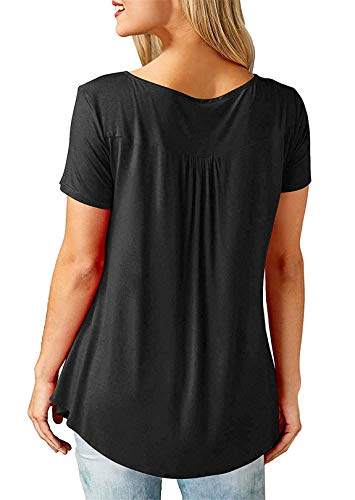 Beluring Women Casual V Neck Pleated Tunic Blouse