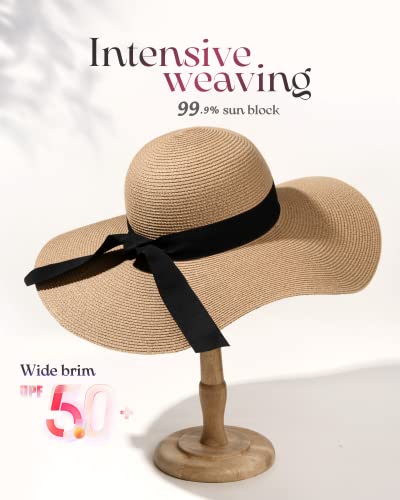 FURTALK Women's UPF 50 Foldable Wide Brim Straw Hat