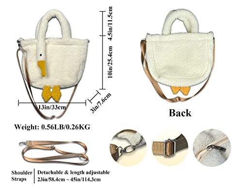 XACKWUERO Women Cute Plush Goose Shoulder Bag