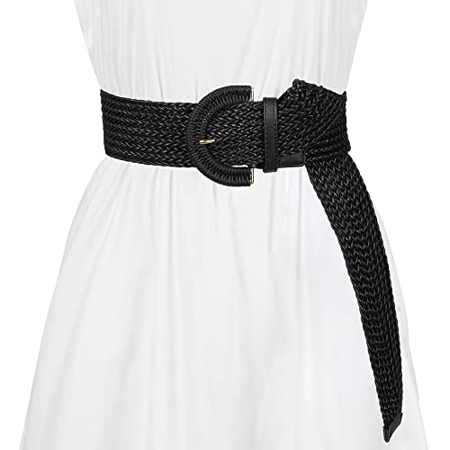 Allegra K Women's Wide Braided Waist Belt with Buckle