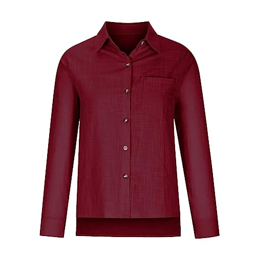 AMhomely Women's Floral Long Sleeve Blouse, Lapel Neck