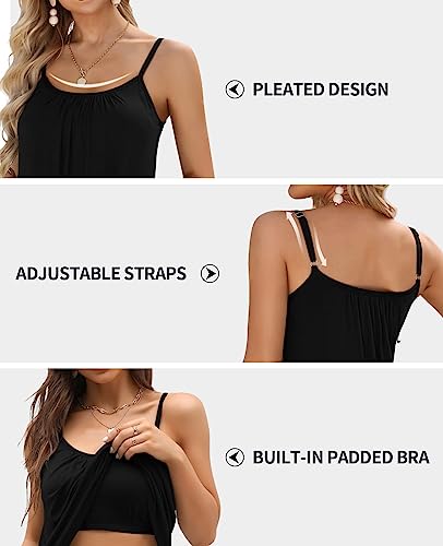 Charmo Women's Built-in Bra Flowy Tank Top S-3XL