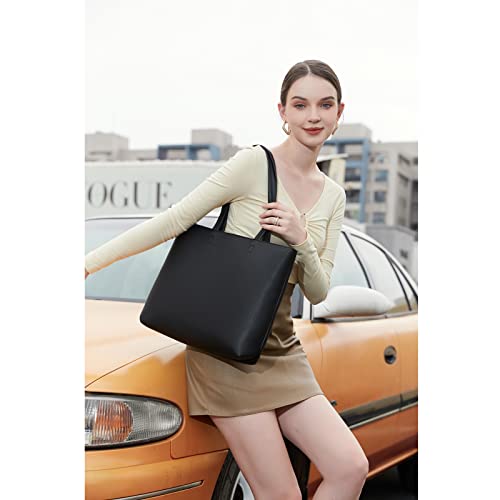 MEEGIRL Ladies PU Leather Tote Handbag with Zip (Black)
