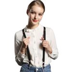 Zngou Mens Adjustable Heavy Duty Y Back Suspenders Black