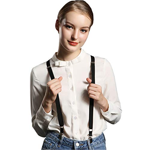 Zngou Mens Adjustable Heavy Duty Y Back Suspenders Black