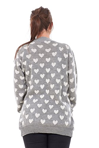 Ladies Heart Knitted Cardigan with Pockets, S to 3XL